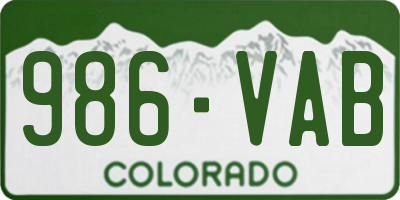 CO license plate 986VAB