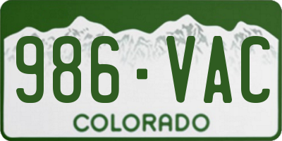 CO license plate 986VAC