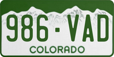 CO license plate 986VAD