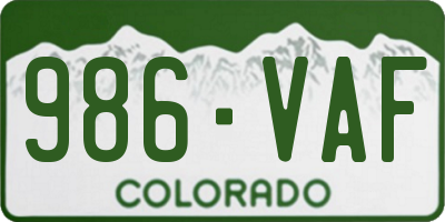 CO license plate 986VAF