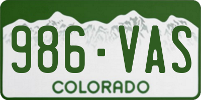 CO license plate 986VAS