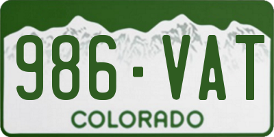 CO license plate 986VAT
