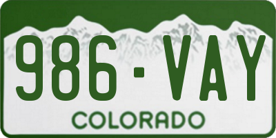 CO license plate 986VAY