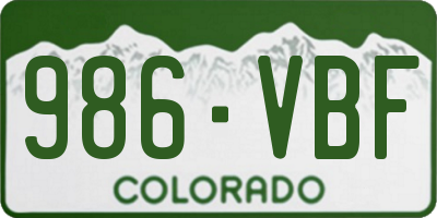 CO license plate 986VBF