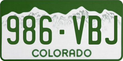 CO license plate 986VBJ