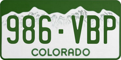 CO license plate 986VBP