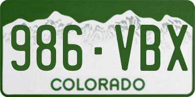 CO license plate 986VBX