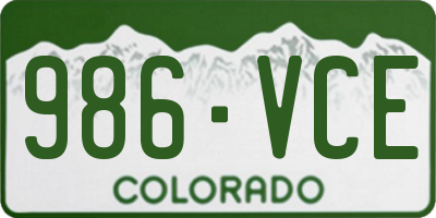 CO license plate 986VCE
