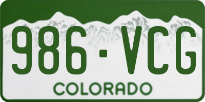 CO license plate 986VCG