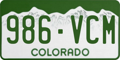 CO license plate 986VCM