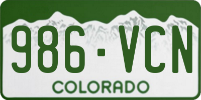 CO license plate 986VCN