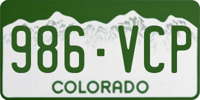 CO license plate 986VCP