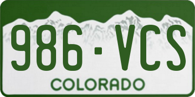 CO license plate 986VCS