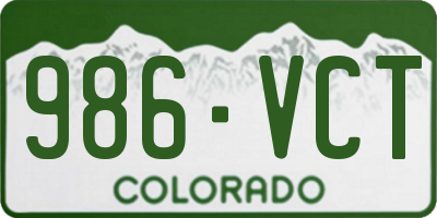 CO license plate 986VCT