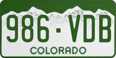 CO license plate 986VDB