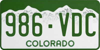 CO license plate 986VDC