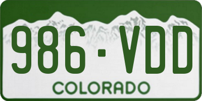 CO license plate 986VDD