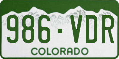 CO license plate 986VDR