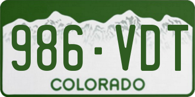 CO license plate 986VDT