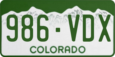 CO license plate 986VDX