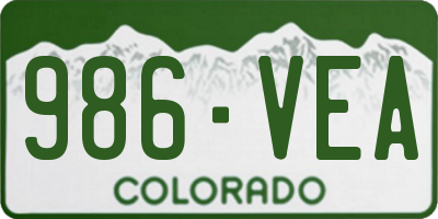CO license plate 986VEA