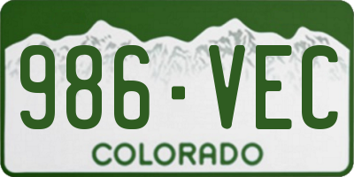 CO license plate 986VEC
