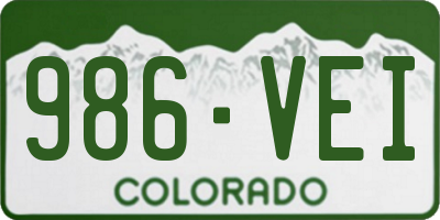 CO license plate 986VEI