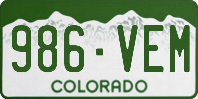 CO license plate 986VEM
