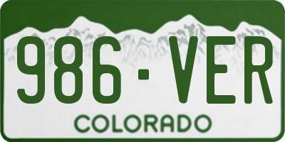 CO license plate 986VER