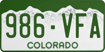 CO license plate 986VFA
