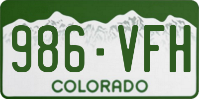 CO license plate 986VFH