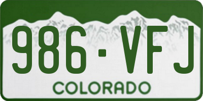 CO license plate 986VFJ