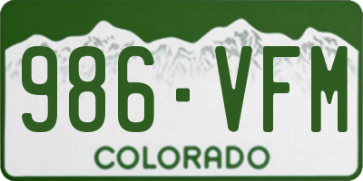 CO license plate 986VFM