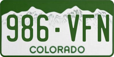 CO license plate 986VFN