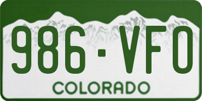 CO license plate 986VFO