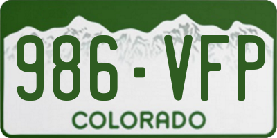 CO license plate 986VFP
