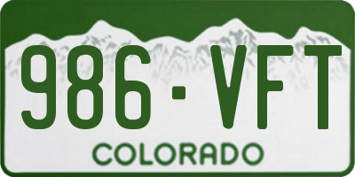 CO license plate 986VFT