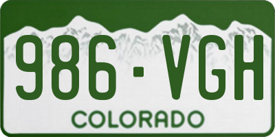 CO license plate 986VGH