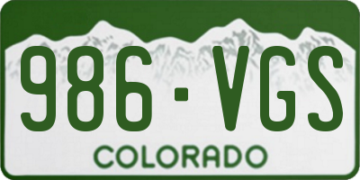CO license plate 986VGS