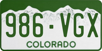 CO license plate 986VGX