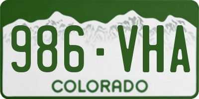 CO license plate 986VHA