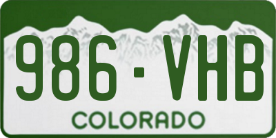 CO license plate 986VHB