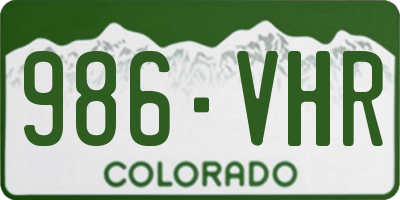 CO license plate 986VHR