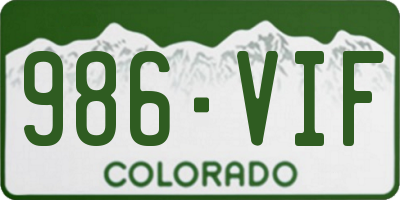 CO license plate 986VIF