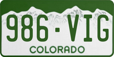 CO license plate 986VIG