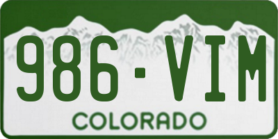 CO license plate 986VIM