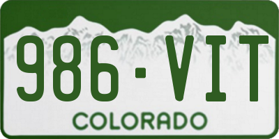 CO license plate 986VIT