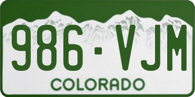 CO license plate 986VJM