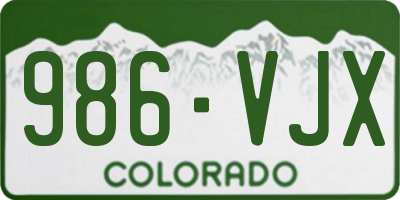 CO license plate 986VJX