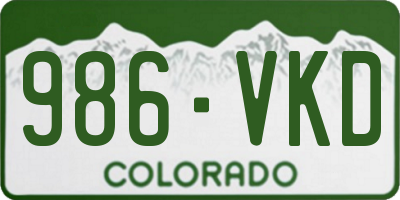 CO license plate 986VKD